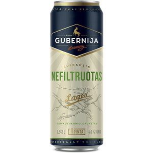 Пиво Gubernija, Nefiltruotas Lager, in can, 568 мл