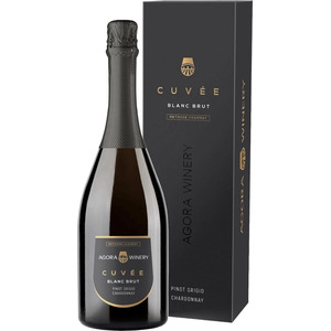 Игристое вино "Agora Cuvee" Pinot Grigio Chardonnay Brut, gift box