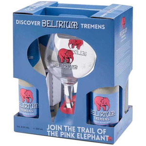 Пиво "Delirium Tremens", gift box with 4 bottles & glass