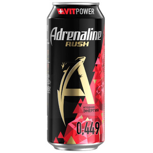 Вода "Adrenaline Rush", Energy Drink, VitaminPower Ягодный, in can, 0.449 л