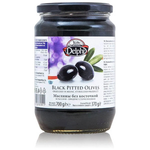 Оливки, каперсы, томаты Delphi, Greek Black Olives без косточки, 700 г