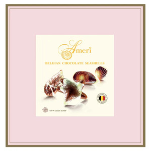 Шоколад "Ameri" Belgian Chocolate Seashells, pink gift box, 250 г