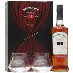 Виски "Bowmore" 15 Years, gift box with 2 glasses