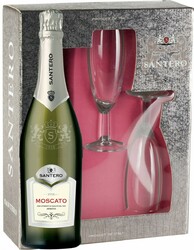 Игристое вино Santero, Moscato, gift box with 2 glasses