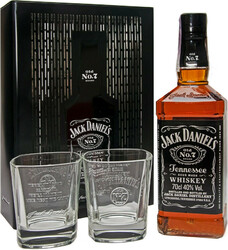 Виски "Jack Daniel's", metal box with 2 glasses, 0.7 л