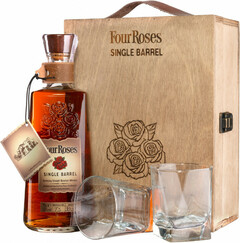Виски "Four Roses" Single Barrel, wooden box with 2 glasses, 0.7 л