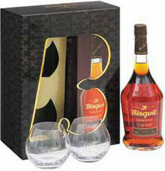 Коньяк "Bisquit" VSOP, gift set with 2 glasses, 0.7 л