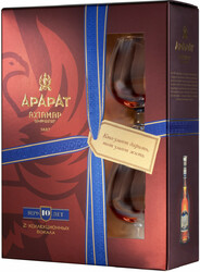Коньяк Арарат "Ахтамар", в подарочной коробке с 2 бокалами, 0.7 л