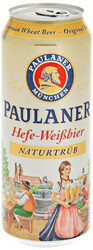 Пиво Paulaner, Hefe-Weissbier Naturtrub, in can, 0.5 л