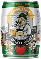 Пиво "Onkel Weber" Premium Lager, mini keg, 5 л