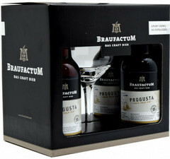 Пиво "BraufactuM" Progusta, 4 bottles & glass in box, 1.42 л