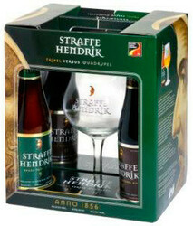 Пиво "Straffe Hendrik", gift set (4 bottles & glass), 0.33 л