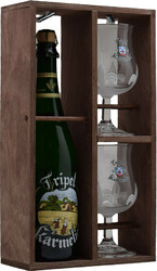 Пиво Bosteels, "Tripel Karmeliet", wooden box with 2 glasses, 0.75 л