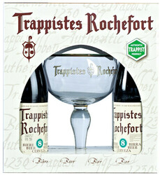 Пиво "Trappistes Rochefort 8", gift set (4 bottles & glass), 0.33 л