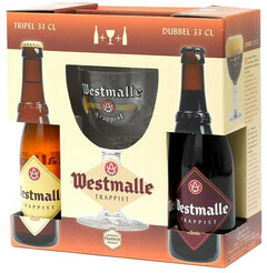 Пиво Westmalle, "Trappist", gift set (2 bottles & glass), 0.33 л