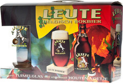 Пиво "Leute" Bokbier, gift set (3 bottles & glass), 0.33 л