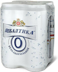 Пиво "Балтика №0" Безалкогольное (Украина), упаковка из 4-х банок, 0.5 л