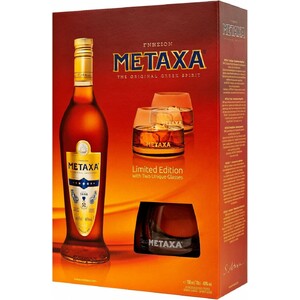 Бренди Metaxa 7*, gift box with 2 glasses, 0.7 л