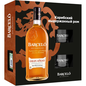Ром Ron Barcelo, Gran Anejo, gift box with 2 glasses, 0.7 л