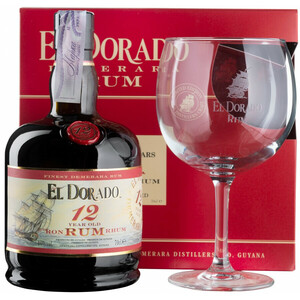 Ром "El Dorado" 12 Years Old, gift box with glass, 0.7 л
