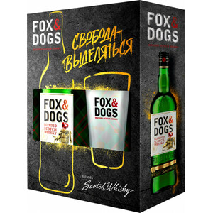 Виски "Fox and Dogs" (Russia), gift box with glass, 0.7 л