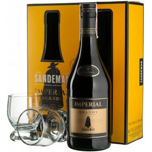 Бренди Sandeman, "Imperial" Solera, gift box with 2 glasses, 0.7 л