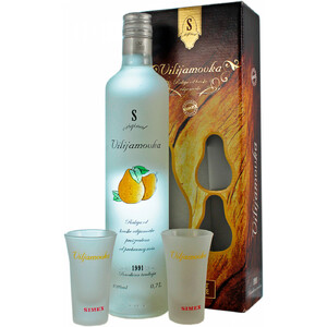 Спиртной Напиток Ракия Simex, "S-Original" Vilijamovka, gift box with 2 glasses, 0.7 л