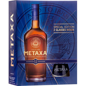 Бренди "Metaxa" 12*, gift box with 2 glasses, 0.7 л