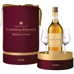 Граппа Bocchino, "Cantina Privata" 12 anni, gift box with 2 glasses, 0.7 л