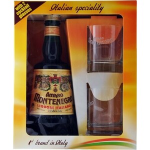 Ликер "Amaro Montenegro", gift box with 2 glasses, 0.7 л