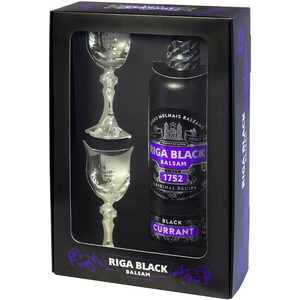 Ликер Riga Black Balsam Currant, gift box with 2 glass, 0.5 л