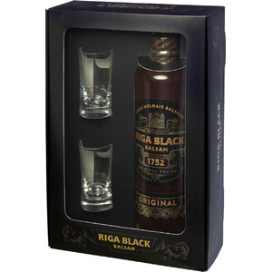 Ликер Riga Black Balsam, gift box with 2 shots, 0.5 л