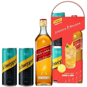 Виски Johnnie Walker "Red Label", gift box with 2 "Schweppes" Bitter Lemon, 0.7 л