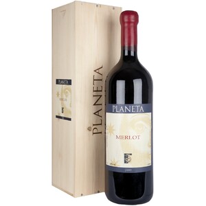 Вино Planeta. Merlot. wooden box. 1.5 л