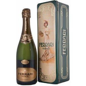 Игристое вино Ferrari, Perle Brut, Trento DOC, in gift box Lux