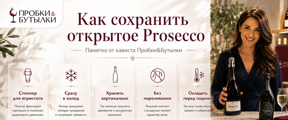 Как сохранить открытое просекко - памятка от винотеки Пробки&Бутылки