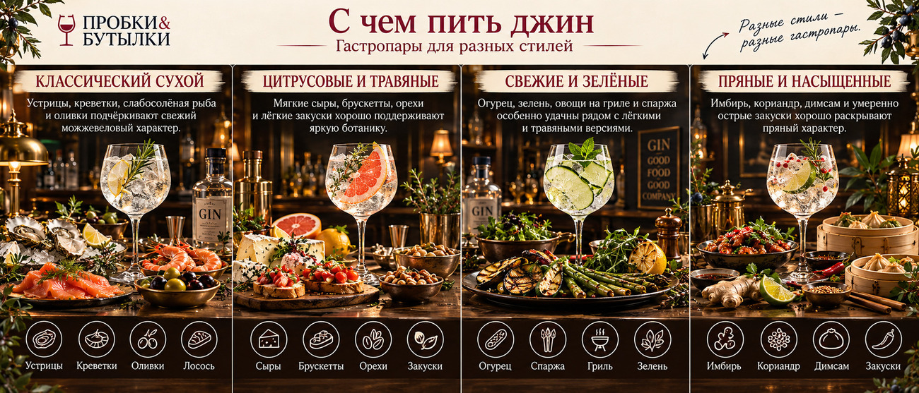 Лучшие гастропары к джину - советы винотеки Пробки и Бутылки