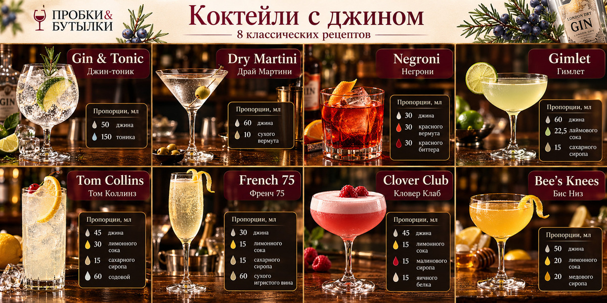 Лучшие коктейли с джином - рецепты от винотеки Пробки и бутылки