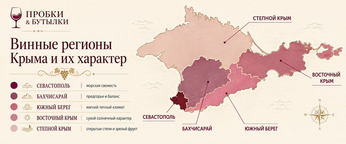 Винная карта терруаров Крыма от винотеки Пробки и Бутылки