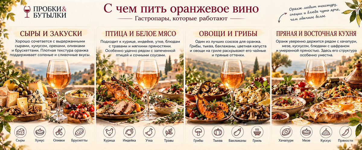 С чем пить оранжевое вино - гастропары от винотеки Пробки и Бутылки 