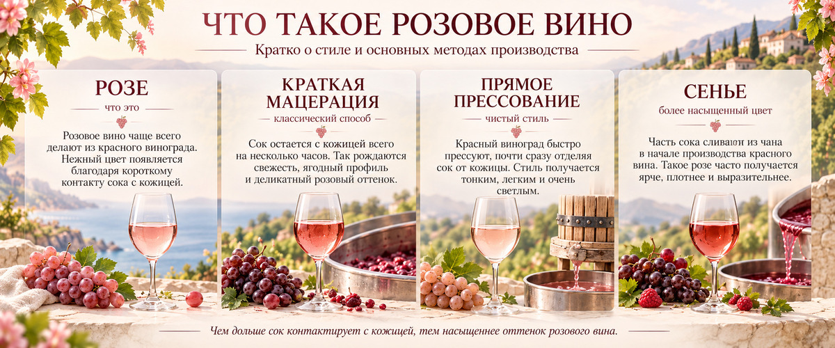 Методы производства розового вина - инфографика Пробки&Бутылки
