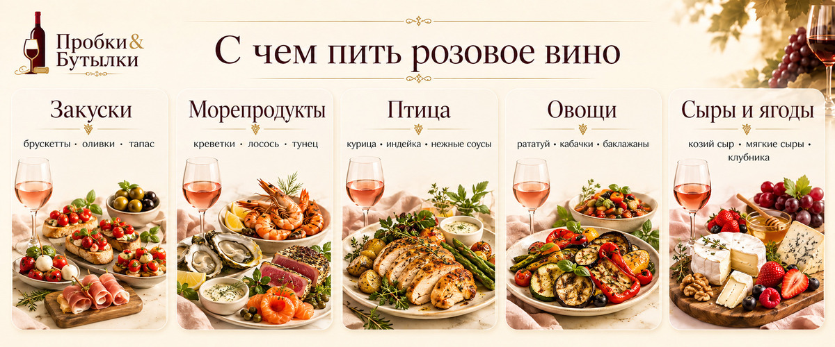 С чем пить розове вино - подборка гастропар от сети винотек Пробки&Бутылки